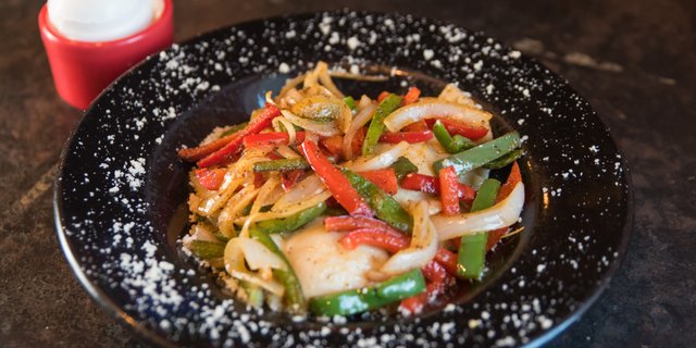 Pierogies, Peppers & Onions