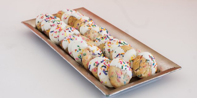 Mini Dipped Funfetti Cookies
