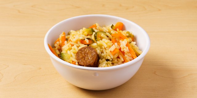 Vegetable Paella with Veggie Sausage