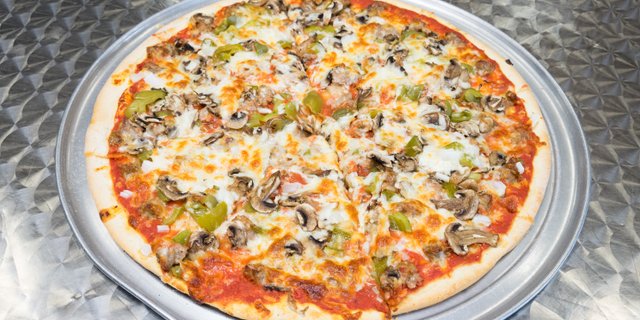 Sausage, Mushroom, Green Pepper & Onion Pizza