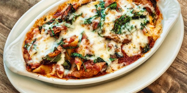 Baked Penne Parmigiana w/ Eggplant