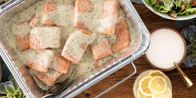 Roasted Salmon & Dill Sauce