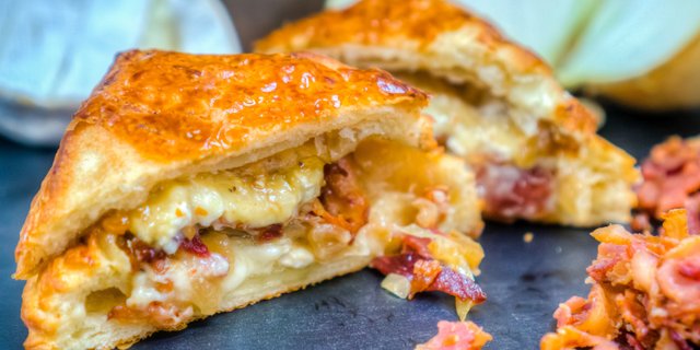 Caramelized Onion, Bacon & Brie Sandwich
