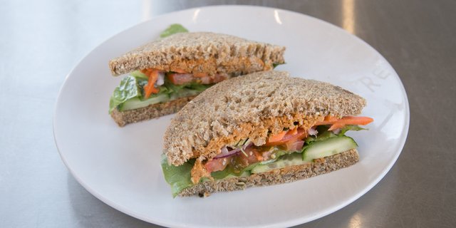 Veggie Three-Seed Hummus Sandwich