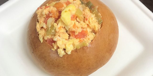 Veggie Scramble in a Bread Bowl