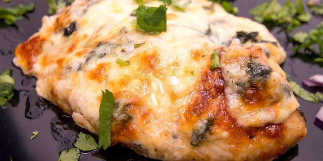 Baked White Fish Fillet w/ Spinach & Cheese